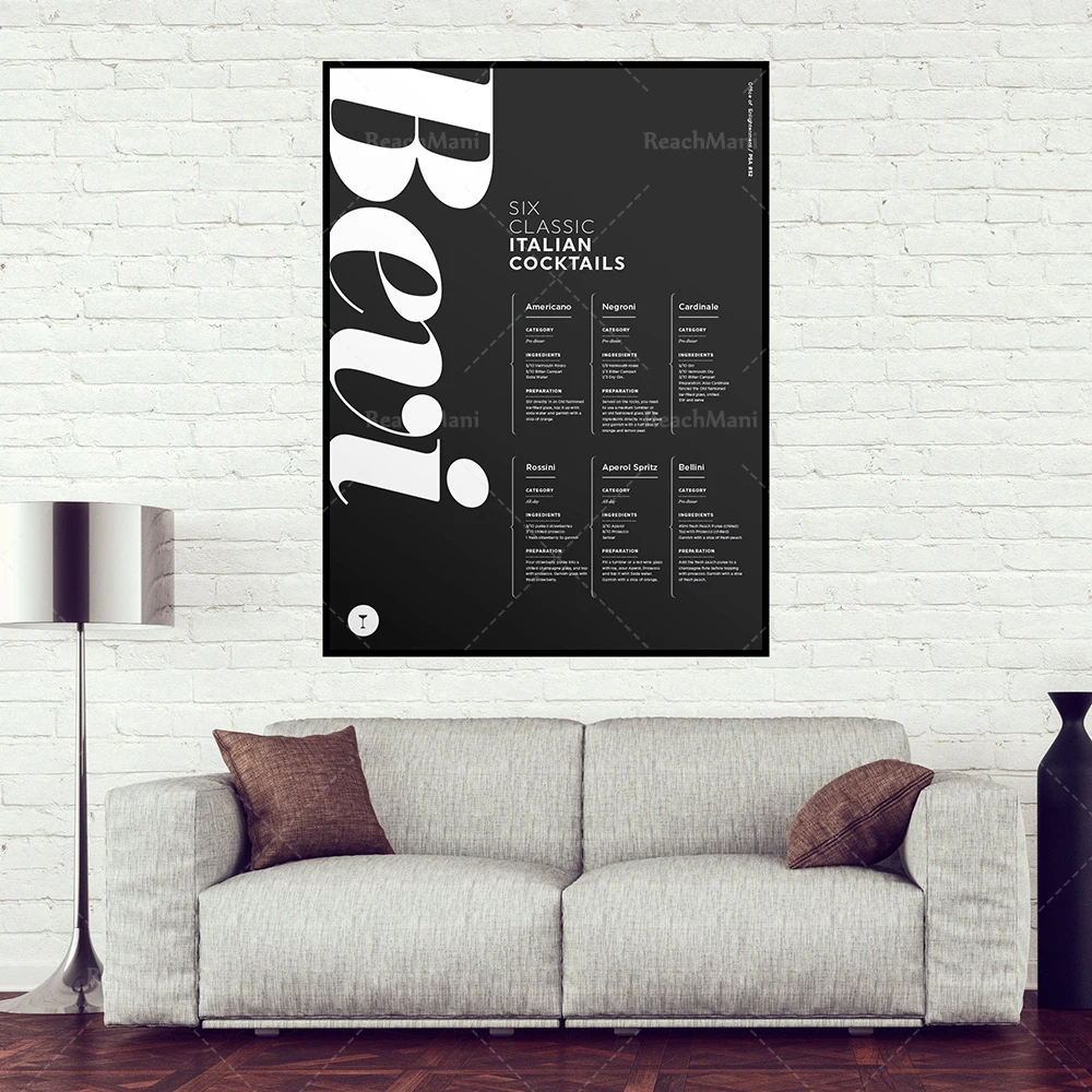 Bellevue، ستة كوكتيلات إيطالية، إيطاليا، Boisson، مطعم البار، Helvetica، الطباعة، Dr Rolle، اقتباس، Noir et Blanc، حديث