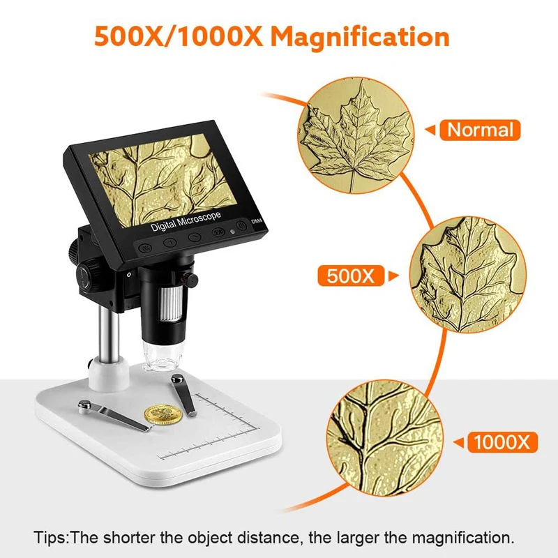 4.3 "شاشة الكريستال السائل USB مجهر الكتروني رقمي المنظار سجل 1000X 2 ميجابكسل مع 8 LED لحام إصلاح الهاتف