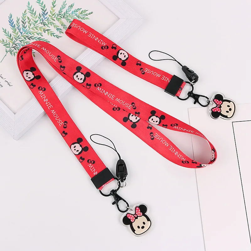 Disney Mickey Minnie Mouse Mobile Phone Lanyards Straps Sling Disney U Disk Camera ID Card Holders Key DIY Hang Accessories