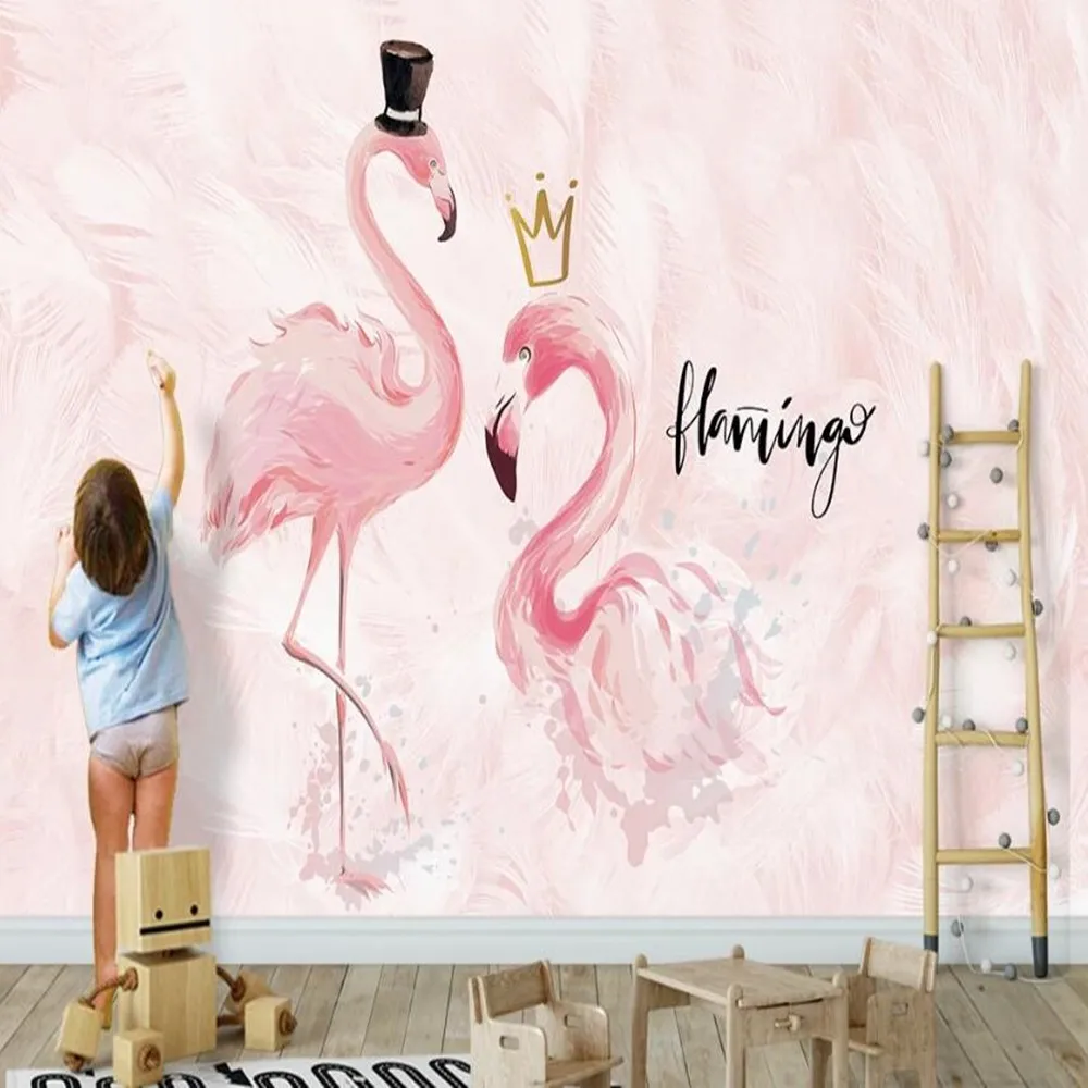 Milofi custom 3D Nordic couple flamingo children's room background wallpaper mural