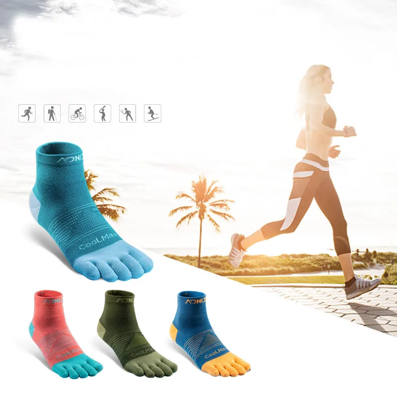 AONIJIE 2 Pairs Outdoor Socks Quick Drying Five Toe Socks Portable Toesocks For Camping Hiking Trail Running Jogging E4810 E4806