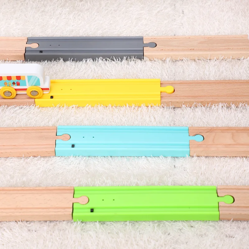 Wooden Vocal Track Train Toy Wooden Railway Track Accessories Simulation Train Sound Fit For All Brands Tracks Toys For Kids