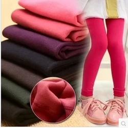 New Winter Girls Leggings Velvet Solid Warm Pants Children Kids Thick Pants 2-12Years Old Baby Girl Trousers