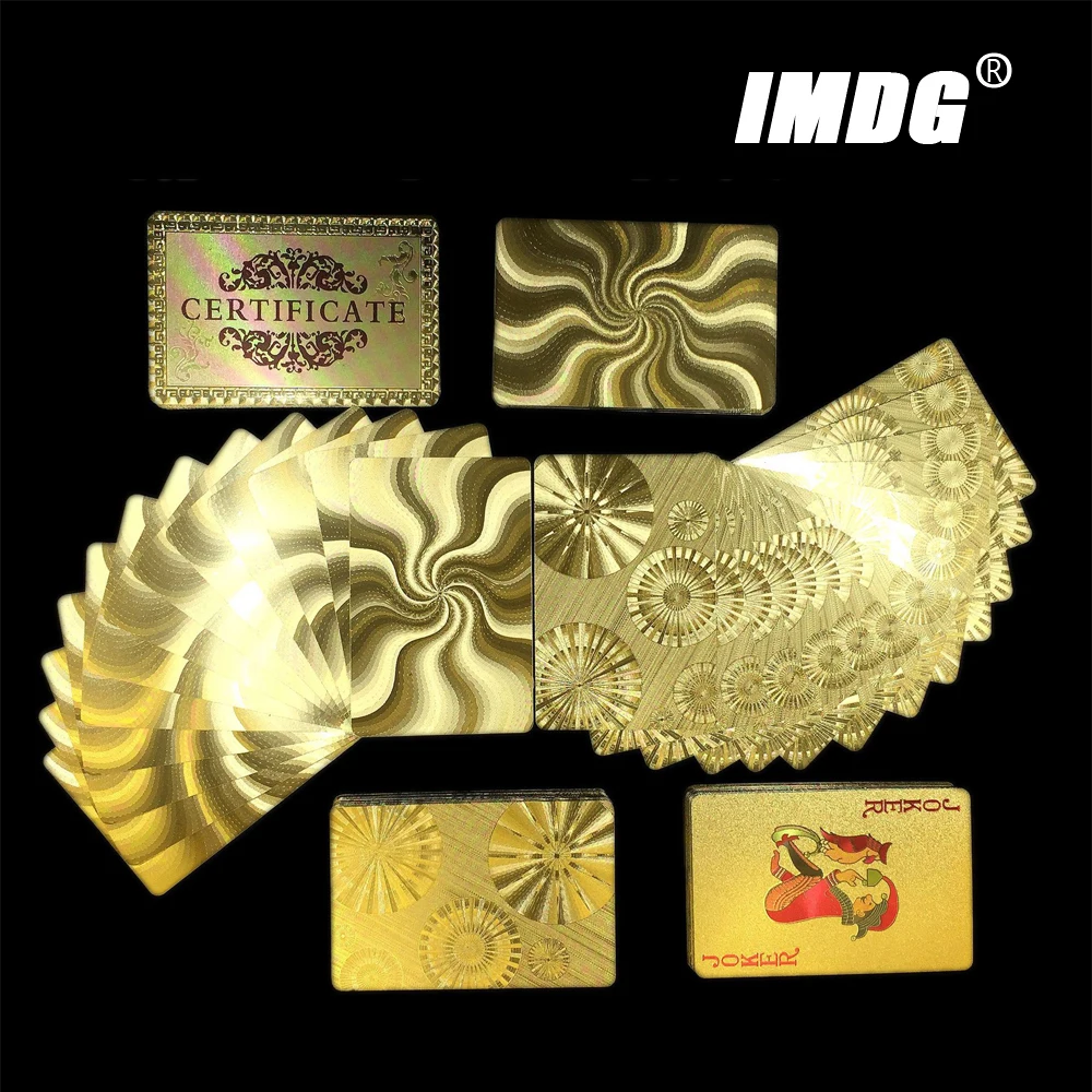 New Gold Linear Pattern Golden Playing Cards Waterproof PET/PVC Plastic Poker