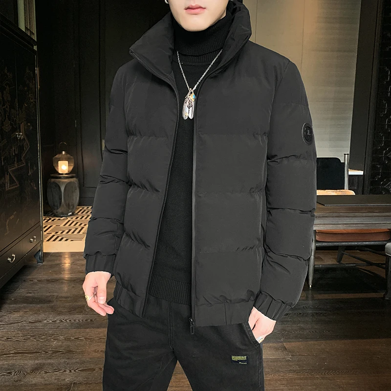 

Winter new men's thick cotton jacket fashion solid color loose large size jacket warm casual jacket