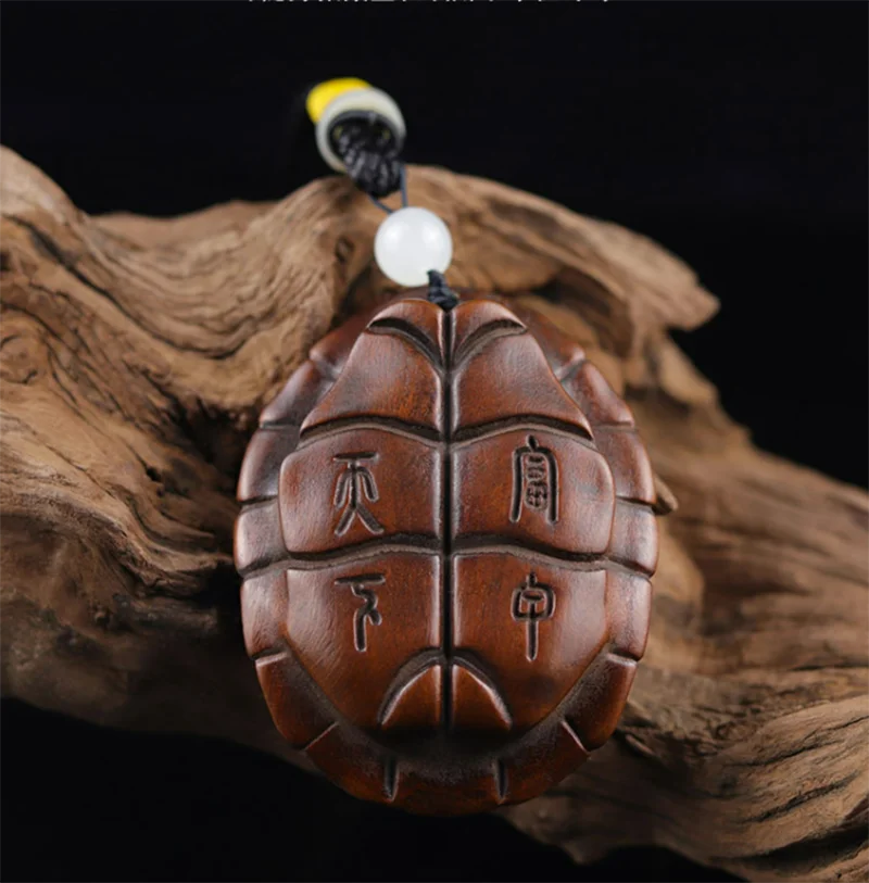 XS410- 7 CM Tall Turtle Shell  Boxwood Sculpture Wealthy Lucky Tortoise Wood Carving Statue Collection Ornaments