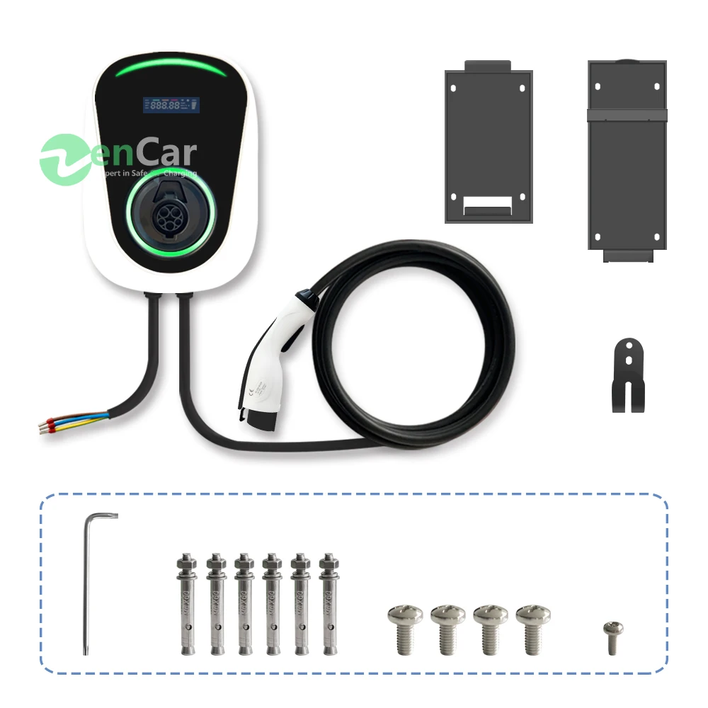 Duosida Wallbox Electric Vehicle Charging Station EV Car Smart Charger J1772 Type 1 Level 2 32A 1 Phase EVSE 220V 7kW 5m Cable