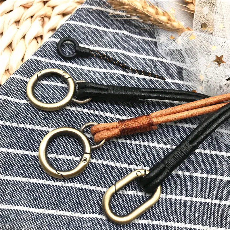 High quality Genuine Leather Neck strap Keychains Pendant Neckline Lanyard Mobile phone Strap Charms Keyring Buckle rope Lanyard