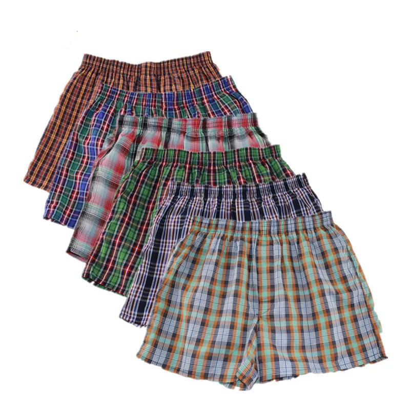 4Pcs/Lot Cotton Men\'s panties Plus Size Plaid Underpant Boxers Male Shorts High Quality Breathable boxer homme bermuda masculina