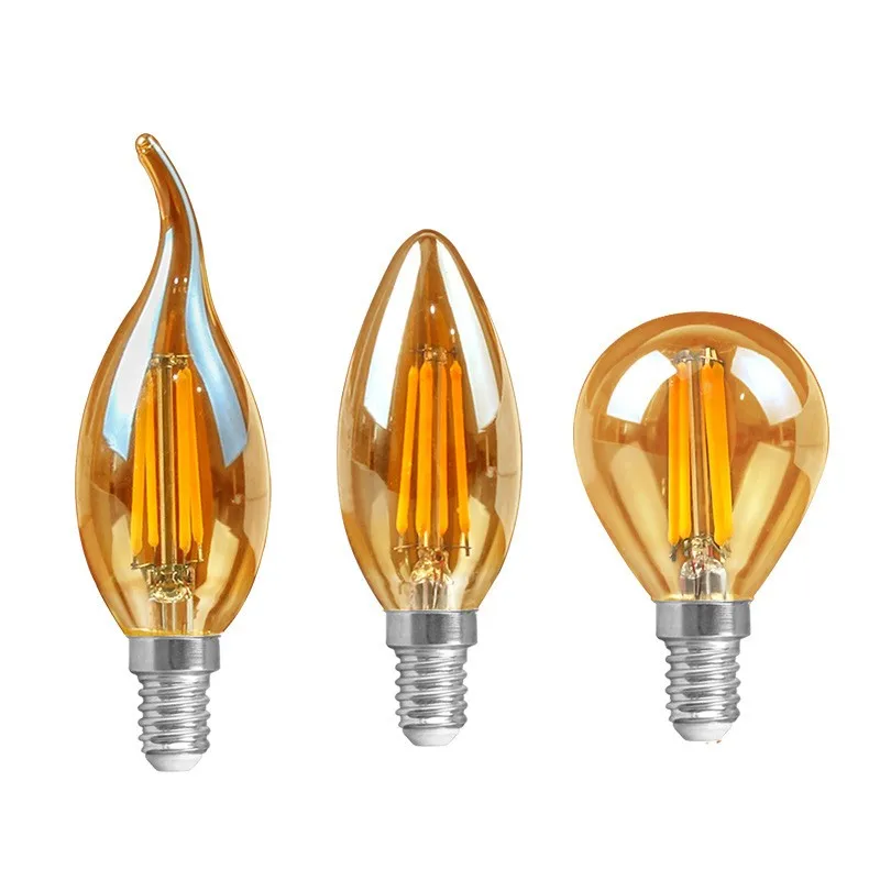 E27 E14 LED Filament Bulb 4W/6W AC220V Glass Shell 360 Degree C35 Edison Retro Candle Light Warm/Cold White LED Light Bulb