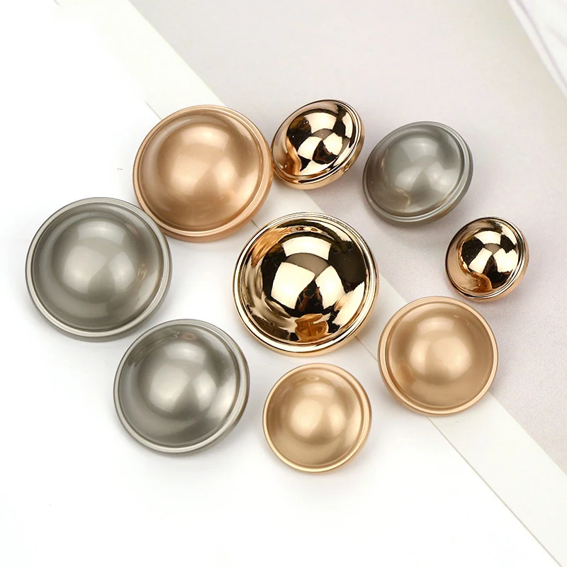 6PCS Metal Button Thin Edge Light Head Buckle Convex  Retro Fashion Women's Wear Suit Cashmere Wool Coat Clip All-Matching