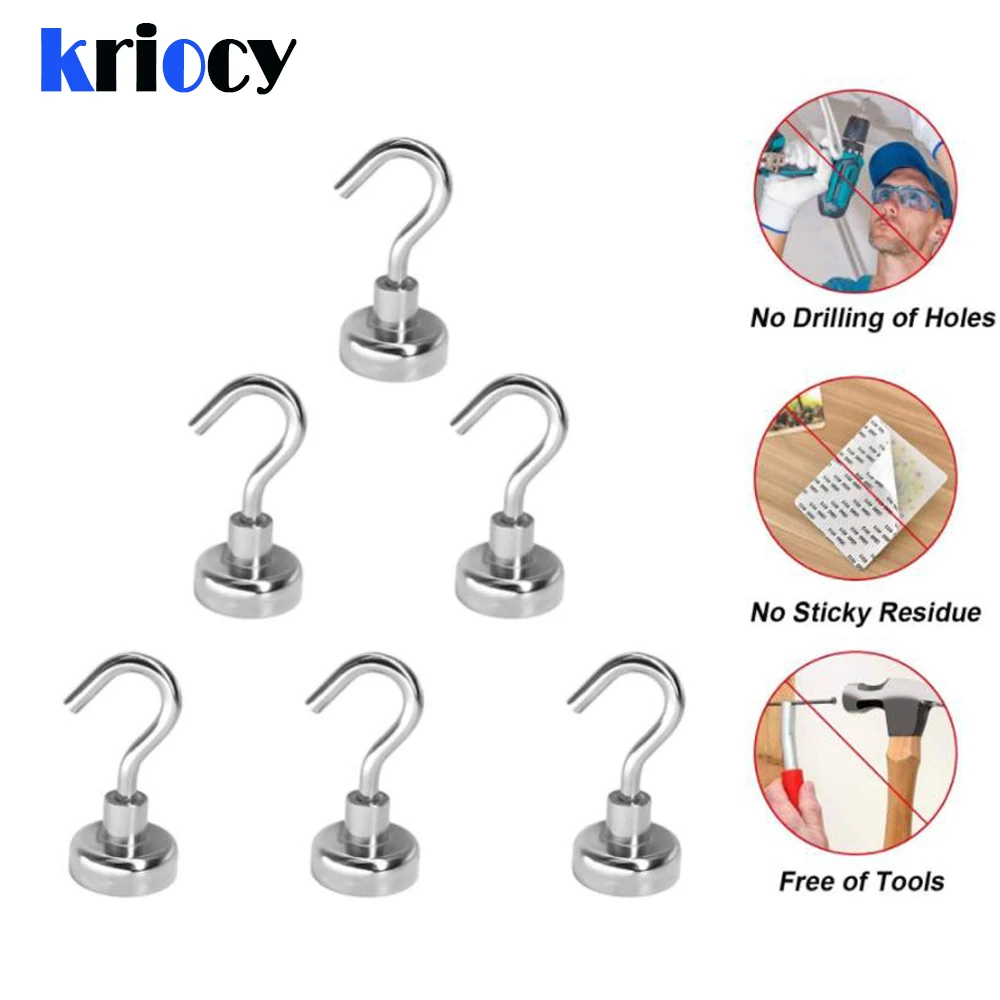 Kriocy Powerful Magnetic Hook Wall-mounted Hanger Hook Heavy Magnet Hook Kitchen Wardrobe Household Storage Tools