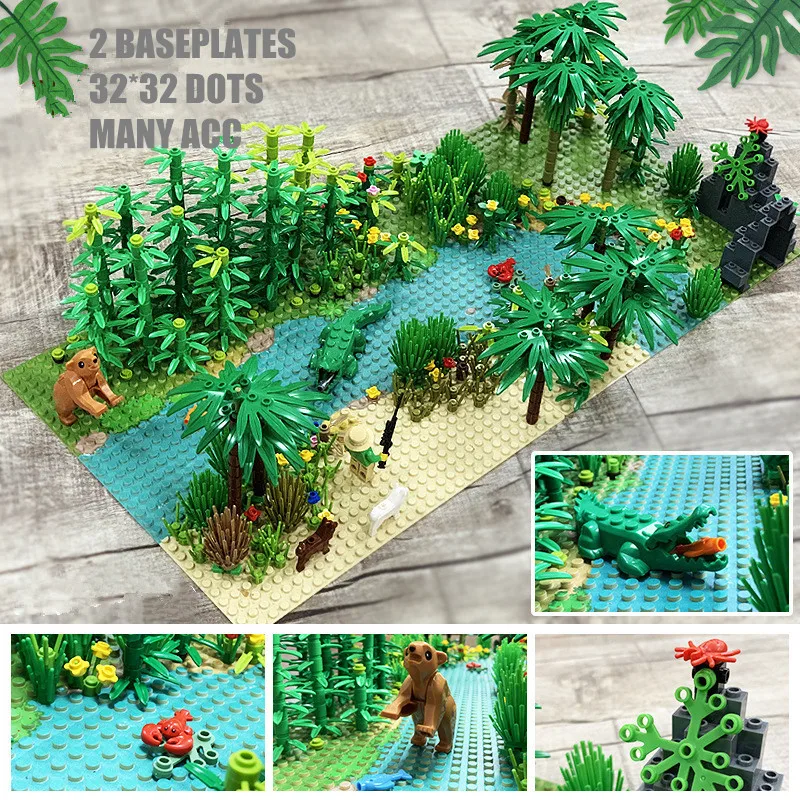 32x32 Dots River Baseplate City Blocks Road Base Plates Compatible Classic DIY Toys Mini Building Bricks Base de Placas for Kids