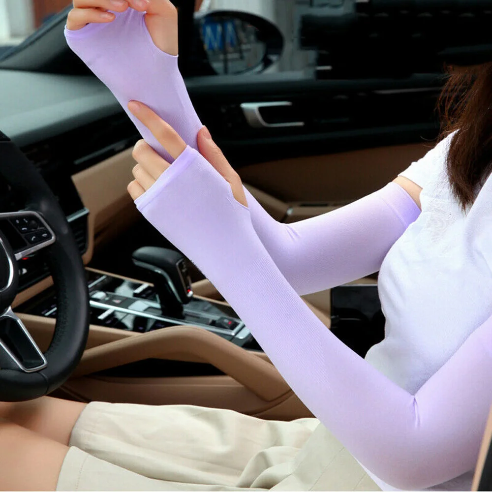 Silk Sport Arm Sleeves UV Sun Protect Anti-Slip Ice Silk Sleeve Sunscreen Cuff Summer Men Women Gloves Outdoor Riding 2PCS