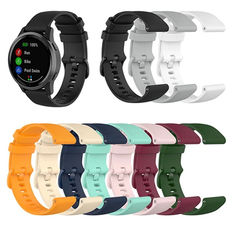 

18 20 22MM Watch Band for Samsung Galaxy Watch 42mm/Garmin Vivoactive 3/Vivoactive 4 4S/Forerunner 645 Silicone Strap Watchband