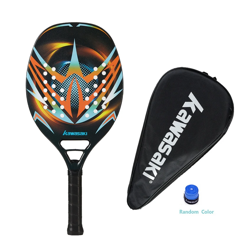 Kawasaki  Beach Tennis Racket Carbon and Glass Fiber Soft Face Tennis  Paddle  Racquet with Protective Bag Cover