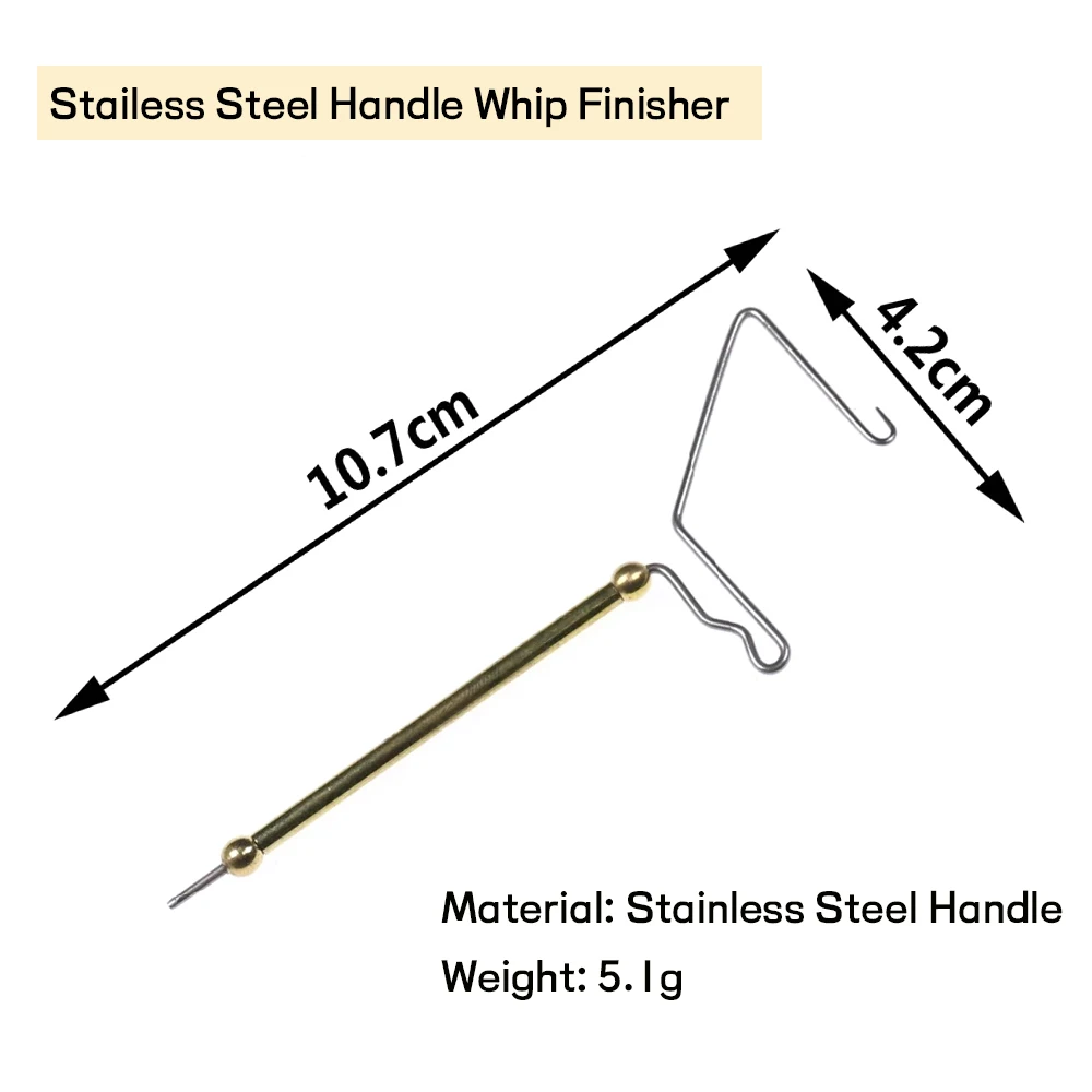 WIFREO 1PC Stainless Steel Fly Tying Whip Finisher Brass Rotating Fishing Fly Tying Tool Dry Fly Nymph Knotting Tools