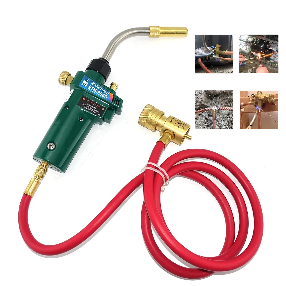 Mapp Welding Torch Piezo Ignition Gas Flame Soldering Tool 1.5m Hose CGA600 BBQ Heating Quenching HVAC Plumbing Brazing Torch