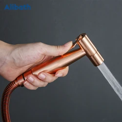 Brushed Rose Gold Douche Kit Hand Held Bidet Sprayer Stainless Steel Toilet Bidet Shattaf with Valve Jet Set Shower Head.