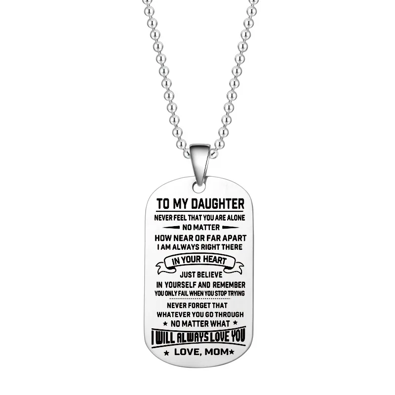 Stainless Steel Chain Necklaces Mens Dog Tags Army Pendant Necklace Personalize Custom Keychain Family Jewelry Christmas Gift