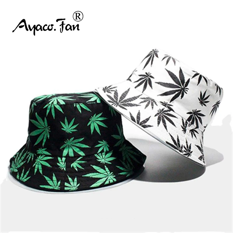 Women Bucket Hats Men Maple Leaf Print Cap Panama Hat Sandbeach Sunhat Fishing Hat Fisherman Cap for Hip Hop Bob Femme Gorro