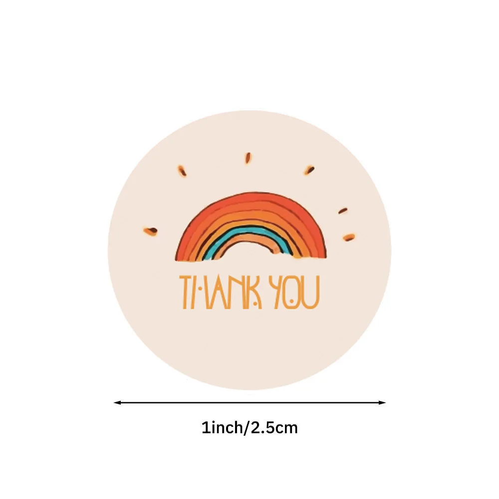 100-500 Pcs Round  Thank You Stickers Cute Cartoon Sun Rainbow Clouds Sticker For Handmade Gift Decor Labels Kids Reward Sticker