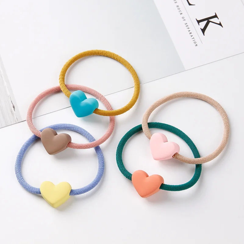 High Elastic Heart Bear Round Shape Rubber Bands For Women Hair Band Kids Children Sweet Candy Colors Hairbands Hair Accessories