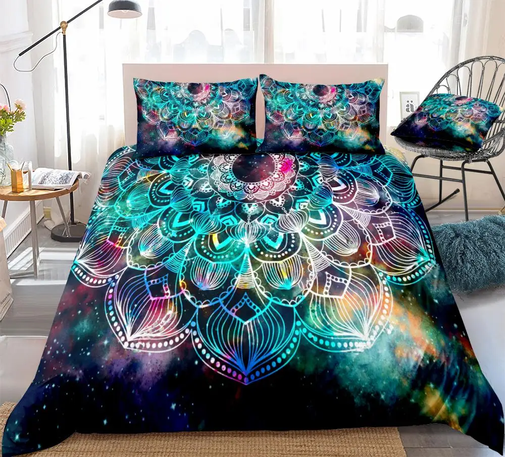 

galaxy mandala bedding set floral duvet cover set colorful bohemian bed set galaxy home textiles queen boho quilt cover dropship