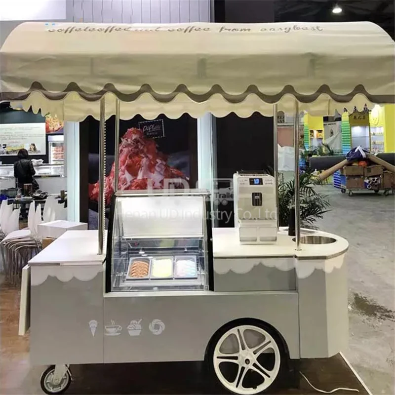 Camión de empuje para perros calientes, Mini remolque comercial, carro de helado de Gelato, venta de supermercado, cocina móvil, quiosco de comida