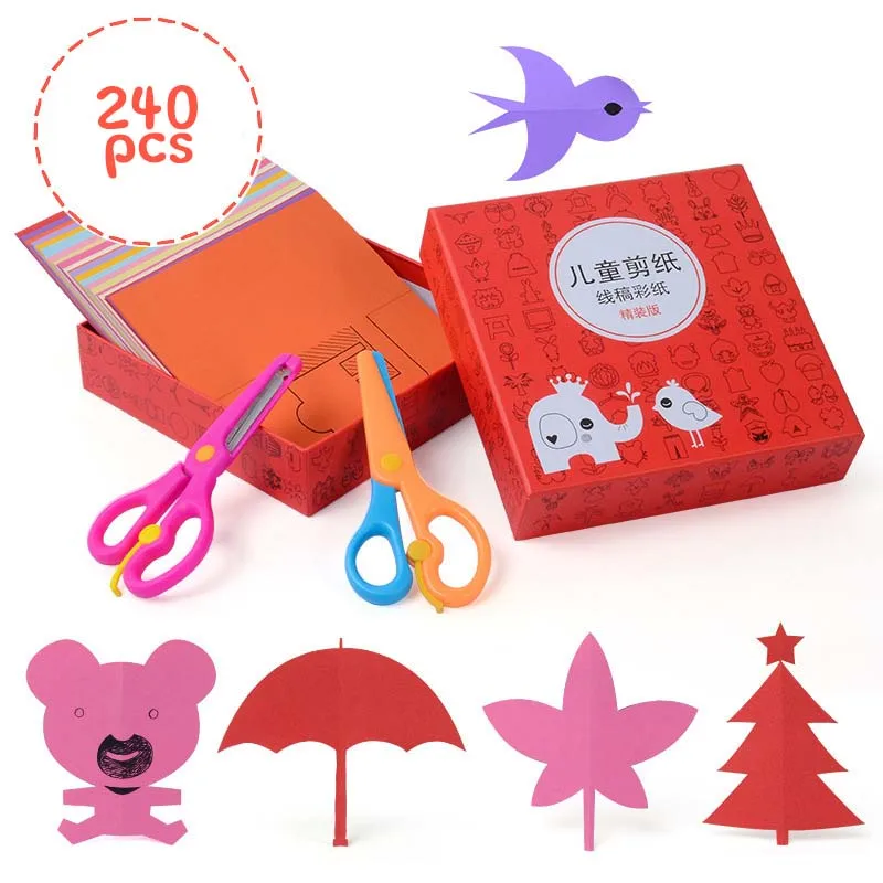 Nieuwe 120 200 240 Stks/set Kids Cartoon Kleur Papier Vouwen En Snijden Speelgoed/Kinderen Kingergarden Art Diy Educatief Speelgoed