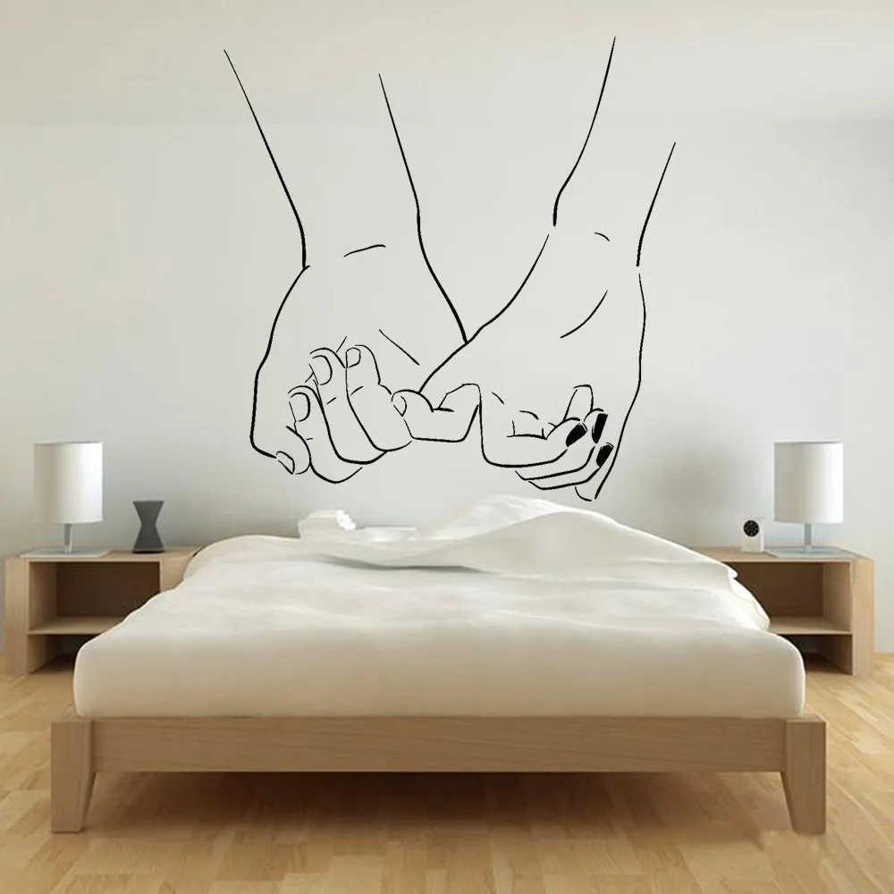 Love Couple Hands Wall Stickers Bedroom Adornment Romantic Room Vinyl Wall Decal Bride And Groom Living Room Decoration Y342