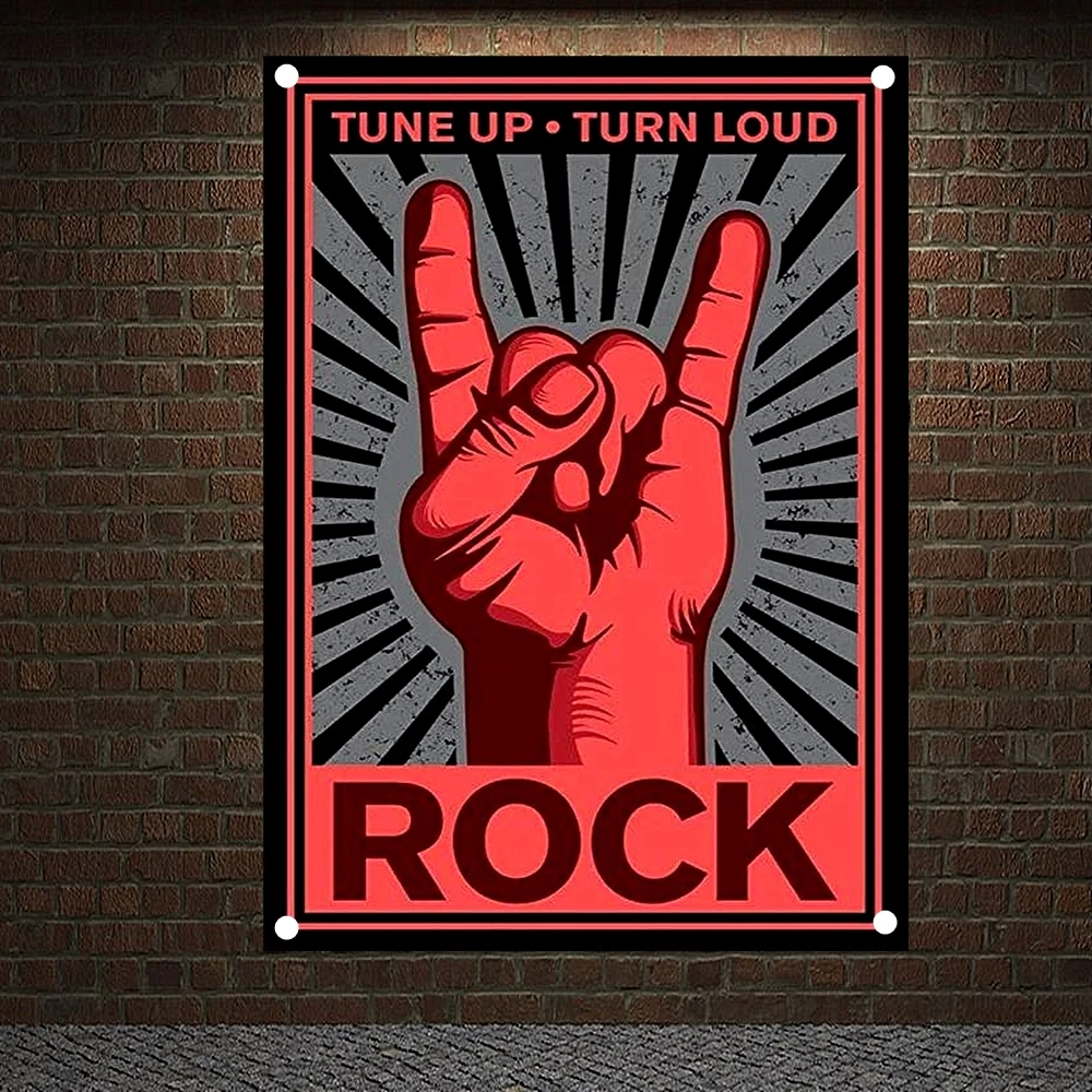 

High Quality Rock Theme Four Holes Flag & Banner Canvas Printing Wall Chart Band Logo Metal Music Posters Mural Wall Decor U1