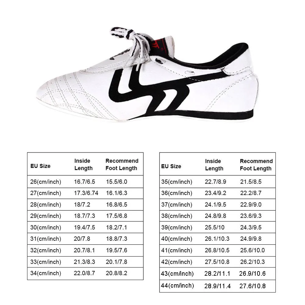 Taekwondo Shoes Unisex Adults Chinese Tai-Chi Wu Shu Kung Fu Shoes for Kids Boxing Martial Arts Sneaker  for size 26-44 White