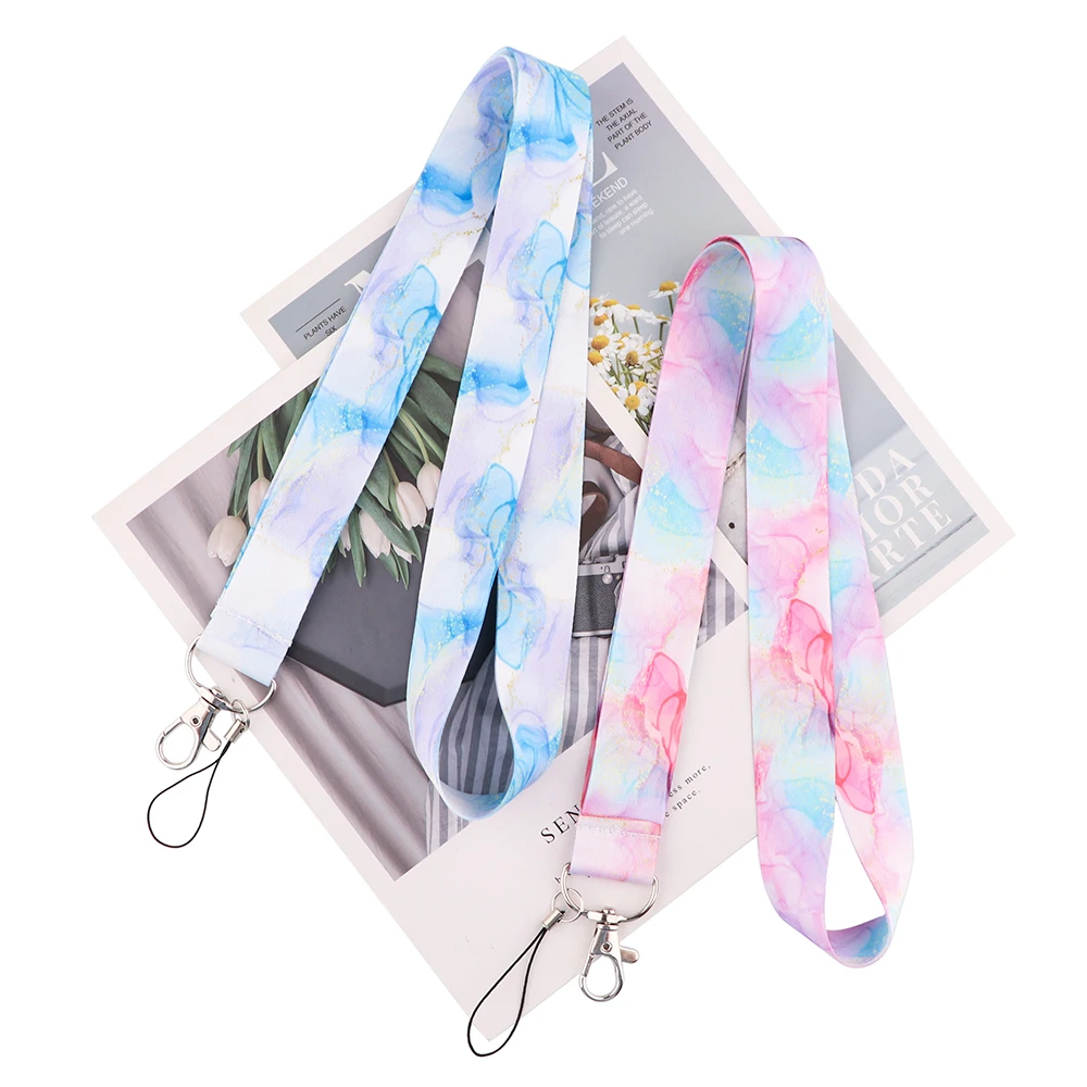 YQ785 Agate Marble Texture Lanyard Marbling Phone Strap USB Keys Cord for ID Card Holder Hang Rope Keychain Lariat Jewelry Gifts