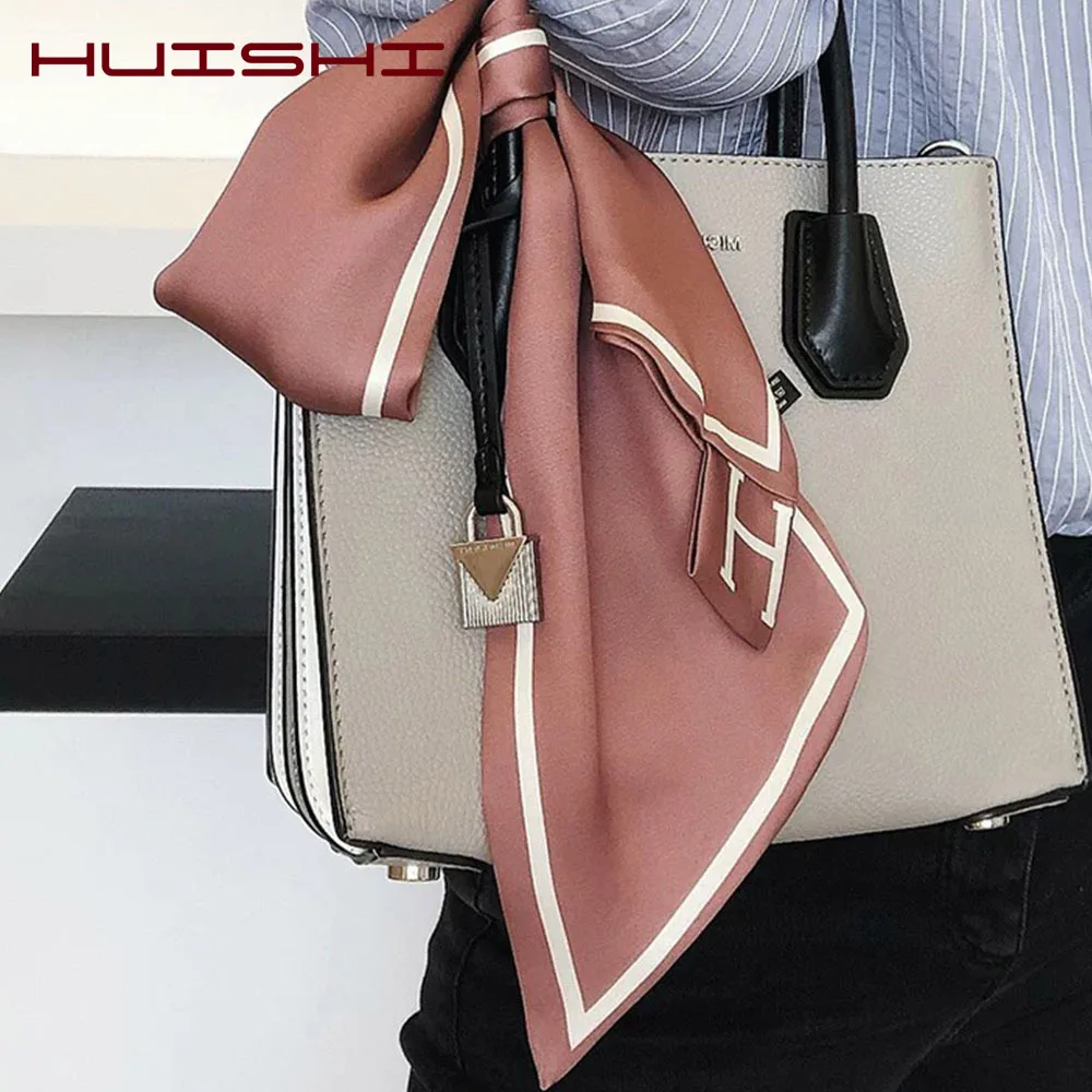 HUISHI Woman Scarf Neck Bag Strap Silk feeling Polyester Scarf New Arrivals Print Ribbon Scarfs Women Small Bag Ribbon Fashion