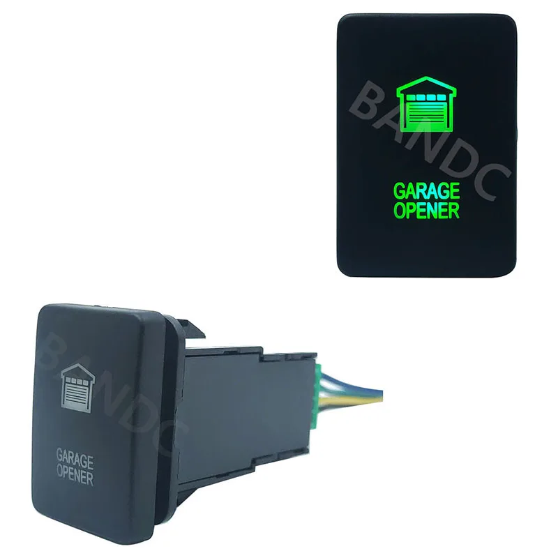 3A 12V GARAGE OPENER On/Off Momentary Push Button Switch Dual GREEN Led Light for Toyota Prado 150 Car Interior Parts With Wires 2
