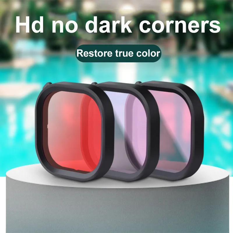 3-Pack Filters Kit Magenta Snorkel Lens Red Color Filter for GoPro HERO9 10 11Black Super Suit original Housing Case Accessories