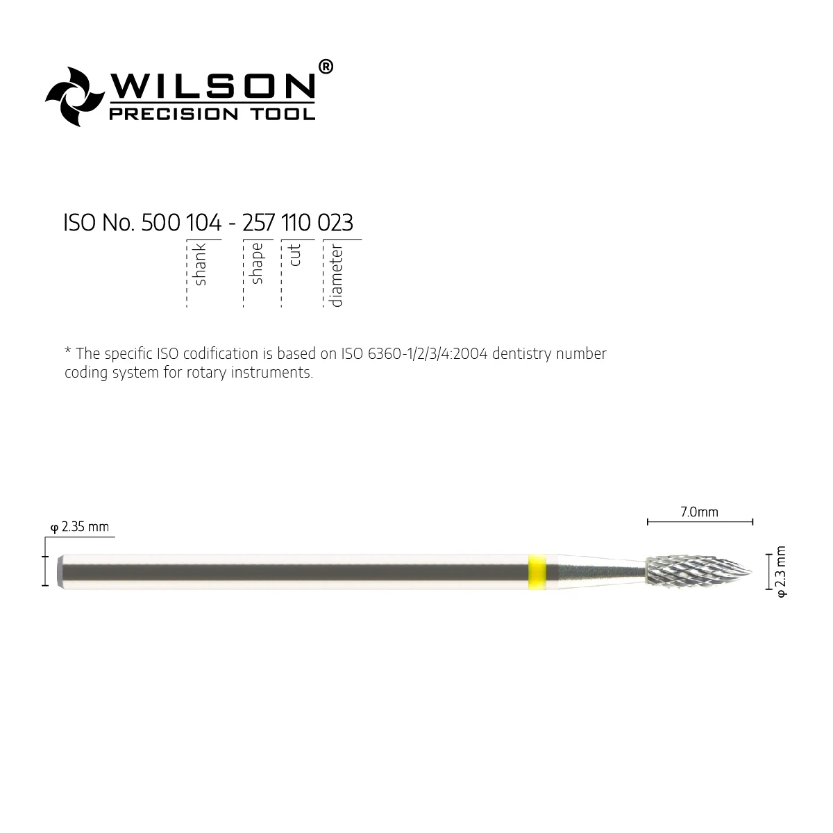 WILSON PRECISION TOOL 5000115-ISO 257 110 023 Tungsten Carbide Dental Burs For Trimming Metal