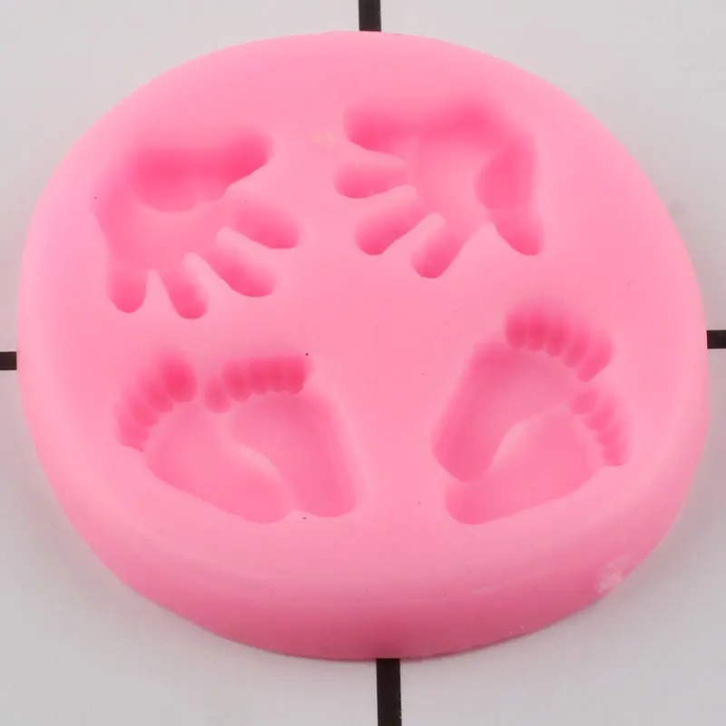 DIY Baby Foot Hand Silicone Mold Baby Birthday Cupcake Topper Fondant Cake Decorating Tools Candy Candy Chocolate Gumpaste Mould