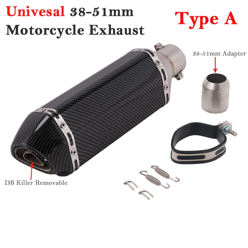 51mm Inlet Motorcycle Motorbike Exhaust Pipe Escape Left & Right Tail Muffler DB Killer For NMAX155 ER6N R15 FZ6 PCX125 MP3 DUKE - view 3