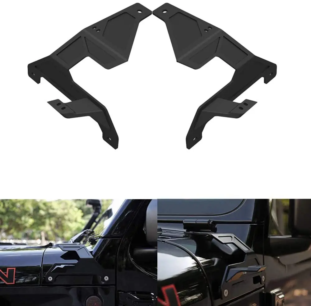 2Pcs A Pillar Mount LED Light Bar Mounting Brackets Aluminum Alloy Position Lights Holder For Jeep Wrangler JL Unlimited 2018 +