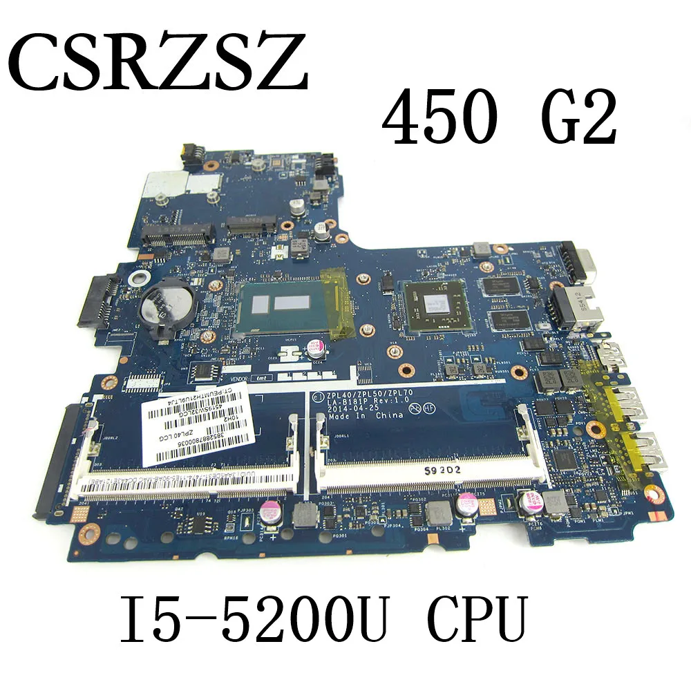 For HP ProBook 440 G2 450 G2 470 G2 Laptop Motherboard I5-5200U CPU R5 M255 GPU LA-B181P Mainboard Tested