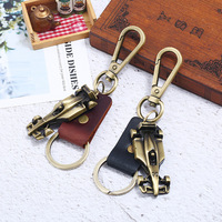 F1 Keychain Racing Activity Gift Personality Pendant Key Buckle Car Key Chain Men's Jewelry Genuine Leather keyring Bronze Color