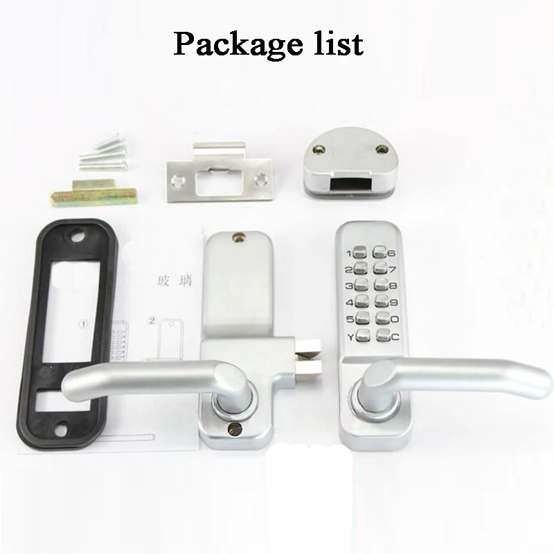 Swing Glass Door Lock Waterproof Mechanical Keyless Lock keypad Password Entry Garden Swing Gate Opener Handle