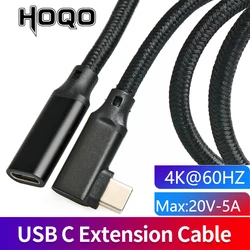 10 gb/s Usb3.1 Gen2 Usb C kabel przedłużający 90 stopni w prawo kąt Usb c typ c męski na żeński kabel do ładowania danych przewód 0.3m1m 2m 5m