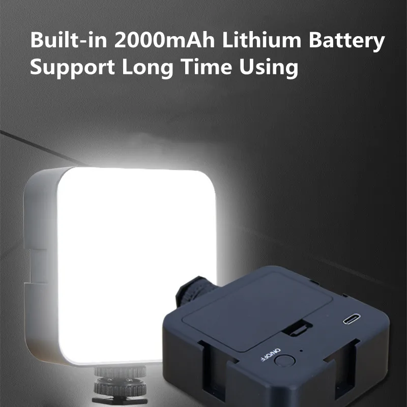 Mini LED Video Light Camera Light 3200-5600K 2000mAh CRI95+ With Cold Shoe Mini Vlog Fill Light 32000mAh Panel Lamp Photography