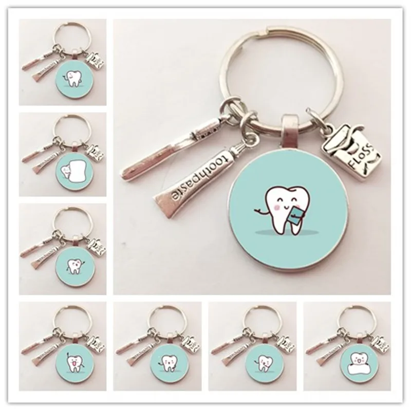 

2020 New Dentist Dental Glass Keychain Dental Assistant Gift Dental Care Keychain