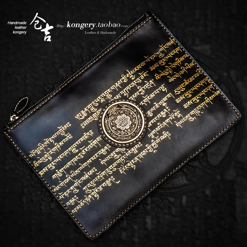 

★wallets men long zipper bag leather hand bag purse women leather hand caught the envelope bag restoring ancient ways