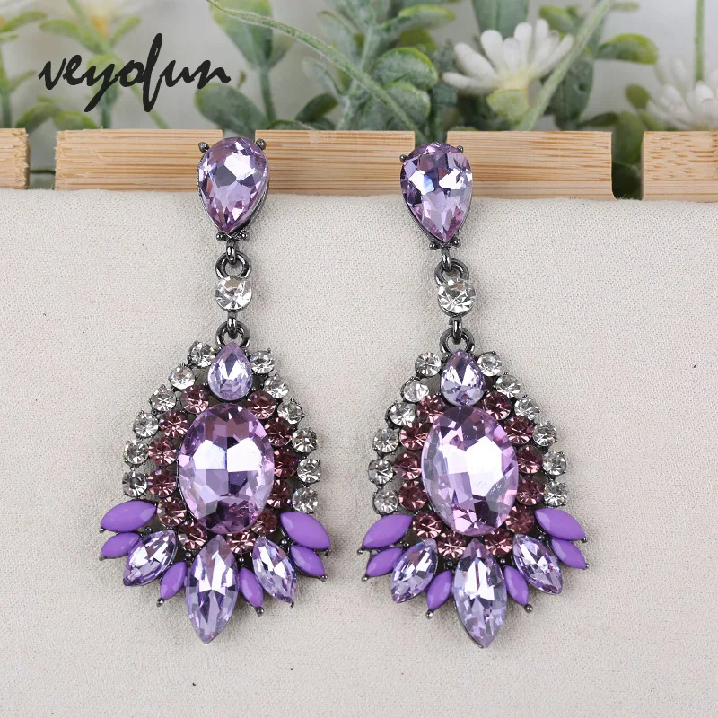 Veyofun Luxury Classic Crystal Dangle Earrings Hyperbole Drop Earrings for Women Fashion Jewelry New Gift