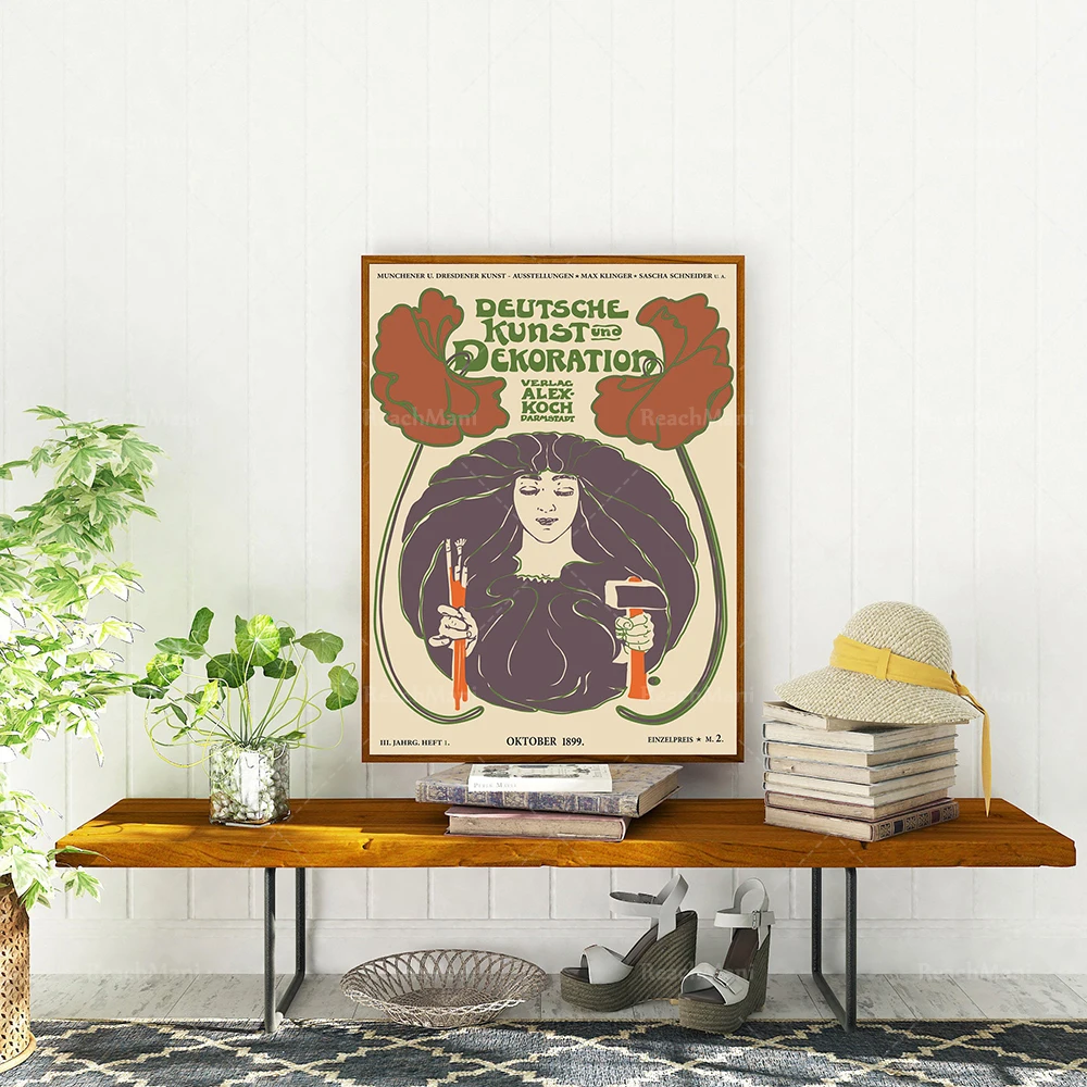 Art Nouveau Posters Set of 3 Retro Style Female Decor Prints